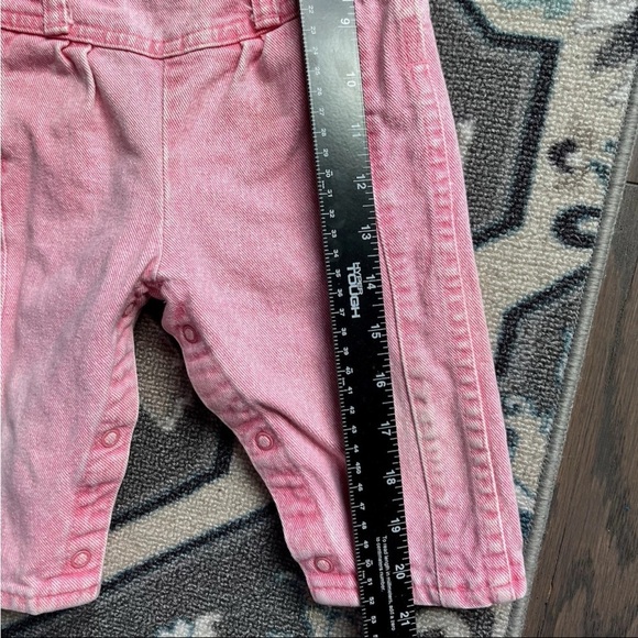 Vtg Osh Kosh B'Gosh Overalls Sz 12mon Vestback Pink Acid Wash Pleated Bibs READ - Picture 6 of 13